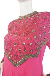 1960s Vibrant Pink Silk Chiffon Gown