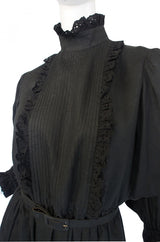 1970s Valentino Black Linen Dress