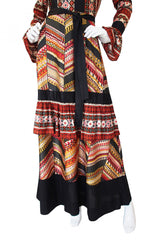 1960s Printed Jean Varon Maxi Dress