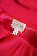 1960s Ossie Clark Red Moss Crepe Gown