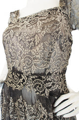 1940s Stunning Silver Lace & Net Gown