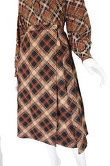 1980s Yves Saint Laurent Plaid Challis Set