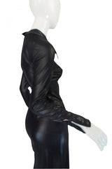 1970s Rare Lee Bender Wet Look Maxi Dress