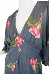1970s Mac Tac Grey Jersey Maxi Dress