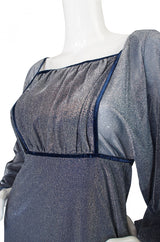 1970s Janice Wainwright Silver Lurex Dress