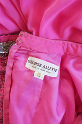 1960s Vibrant Pink Silk Chiffon Gown
