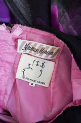 1970s Hanae Mori Purple Chiffon Maxi