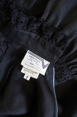 1970s Valentino Black Linen Dress