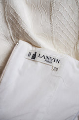 1980s White Lanvin Brocade Dress