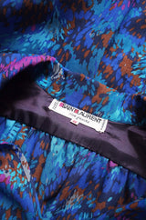 1970s Yves Saint Laurent Challis Blue Dress