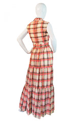 1960s Fab Seersucker Victor Costa Maxi