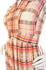 1960s Fab Seersucker Victor Costa Maxi