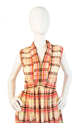 1960s Fab Seersucker Victor Costa Maxi