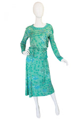 1970s Bessi Soft Greens Print Skirt & Top