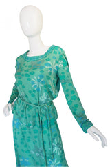 1970s Bessi Soft Greens Print Skirt & Top