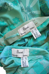 1970s Bessi Soft Greens Print Skirt & Top