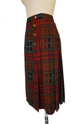 1970s Yves Saint Laurent Plaid Skirt