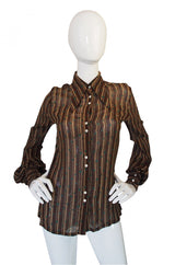 Rare 1960s Jeff Banks Pointed Collar Blouse