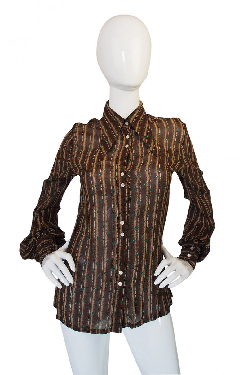 Rare 1960s Jeff Banks Pointed Collar Blouse