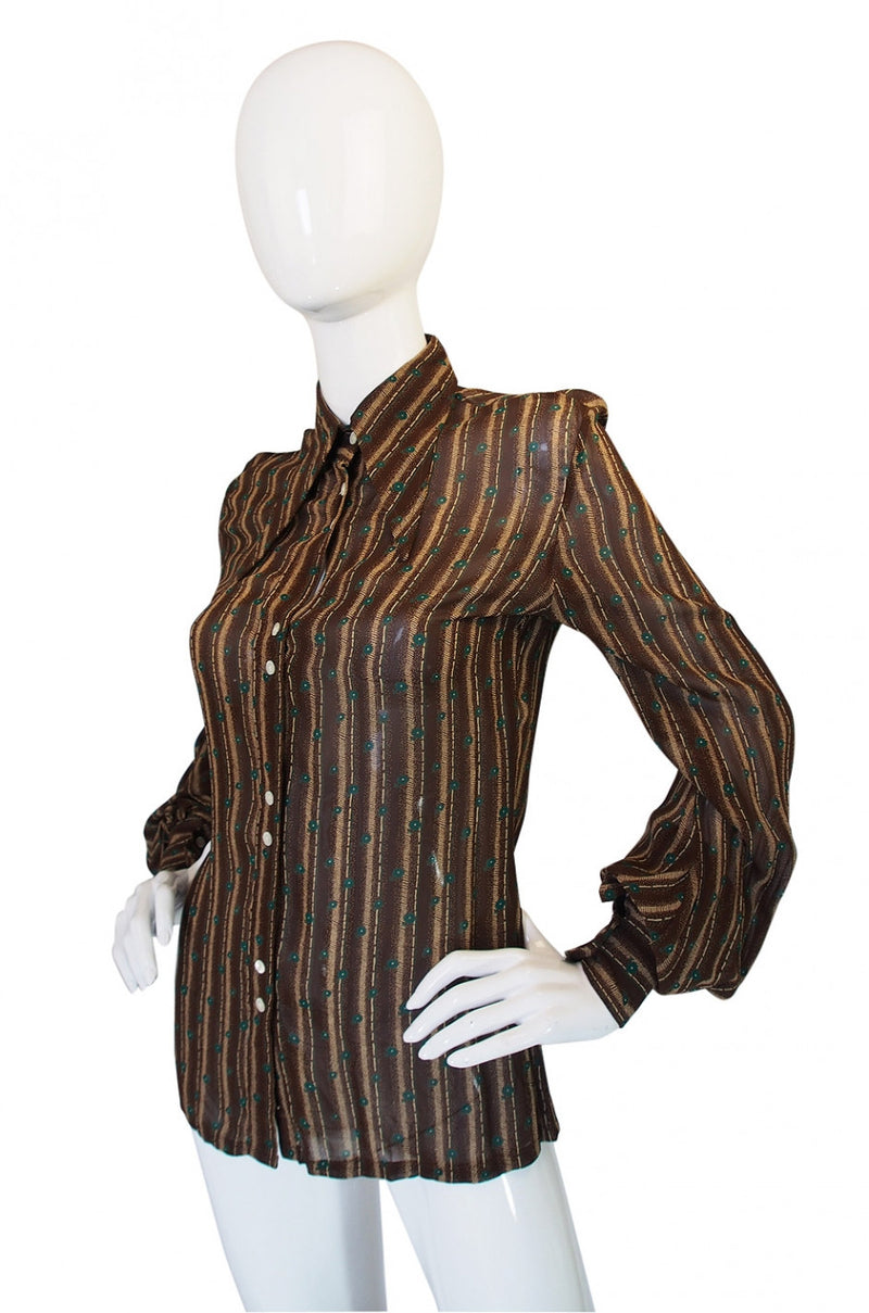 Rare 1960s Jeff Banks Pointed Collar Blouse
