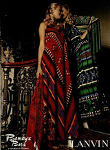 Ad Campaign Fall 1972 Lanvin by Jules-Francois Crahay Green & Blue Geometric Pattern Dress