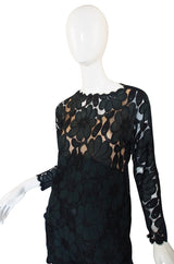 1980s Geoffrey Beene Deep Green Lace Set