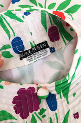 1970s Pierre Balmain Brilliant Floral Print Thai Silk Caftan Dress