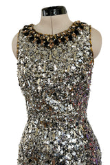 Stunning Fall 2006 Oscar de la Renta Runway Gold & Silver Sequin & Bead in Silk Netting Dress