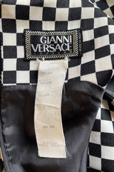 Rare Fall 1995 Gianni Versace Runway & Ad Campaign Black & White Check Shift Dress