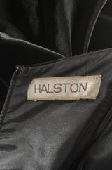 Austere 1980s Halston Strapless Liquid Black Silk Velvet Dress