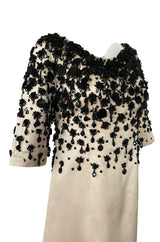 1960s Guy Laroche Haute Couture Embellished Beadwork Ivory Silk Dress