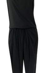 Late 1970s Ossie Clark Gold Label Slinky Black Jersey Tank Top & Peg Leg Pant Set