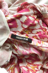 Recent Roberto Cavalli Printed Bias Cut Silk One Shoulder Dress