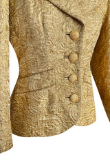 Fall 1977 or Fall 1980 Ady Couture Lausanne Yves Saint Laurent Haute Couture Copy Gold Metallic Thread Jacket