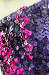 Fabulous 1973 Biba Purple and Pink Sequin Knit Jumper Pull-over Vest Top