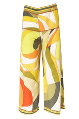 1960s Emilio Pucci Citrus Colors Silk Button Tunic Top & Cropped Pant Set