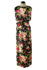 Gorgeous 1950s Fused Chenille Flowers on Silk Dress w Ostrich Feather Trim Jacket