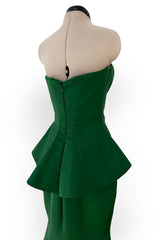 Spectacular Resort 2013 Oscar de la Renta Runway Strapless Emerald Green Silk Dress
