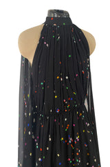 Resort 2014 Givenchy by Riccardo Tisci Backless & Caped Panel Silk Chiffon Dotted Confetti Print Dress