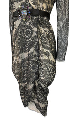 Fall 2010 Alexander McQueen Black Scalloped Lace Wrap Dress