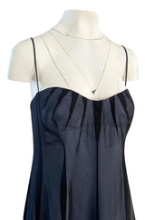 Spring 1999 Thierry Mugler Runway Documented Strapless Black & Ice Blue Chiffon Dress