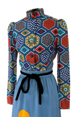 Rare Early 1970s Malcolm Starr by Youssef Rizkallah Felt Folk Art Dress w Quilted Top