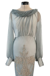 Important Fall 2009 John Galliano “Beautifully Iced Maidens” Beaded Net Pale Blue Grey Dress