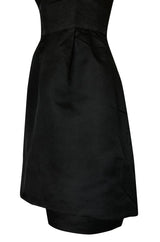1970s Lanvin Strapless Silk Dress w Bow Detail & Layered Skirt