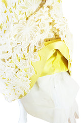 1960s Lace Overlay Sara Fredericks Sculptural Silk Dress