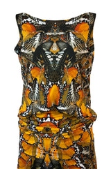 Recent Alexander McQueen Butterfly Print Back Draped Jersey Dress