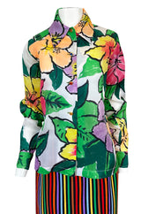 Spring 1992 Todd Oldham Floral Top w Rainbow Striped Jacket & Skirt Suit