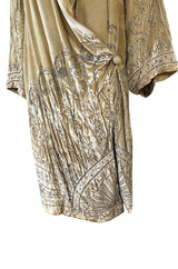 Exceptional 1920s Gold Silk Velvet Beaded Art Deco Wide Sleeve Coat