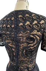 Early 1980s Yves Saint Laurent Haute Couture Hand Embroidered & Beaded Silk Chiffon Top