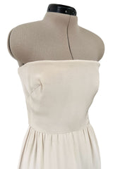 Mid 1950s to Early 1960s Christian Dior Demi-Couture Ivory Silk Strapless Dress & Stole